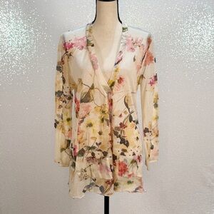 Tricot Chic floral button down cardigan size 12 women’s